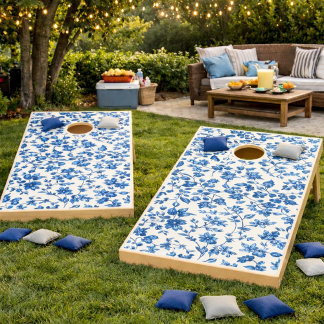 Country Blue Floral  Cornhole Set