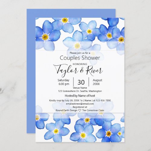Country Blue Forget_Me_Nots Couples Shower Invitation