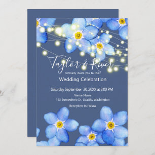 Country Blue Forget-Me-Nots Wedding Invitation