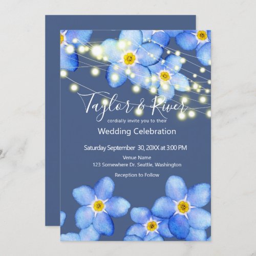 Country Blue Forget_Me_Nots Wedding Invitation