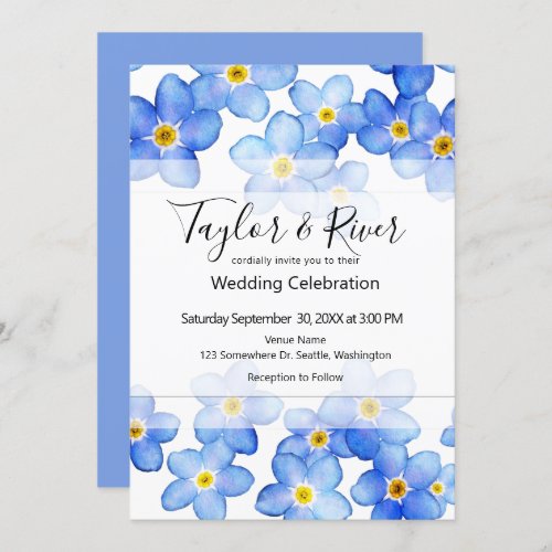 Country Blue Forget_Me_Nots Wedding Invitation