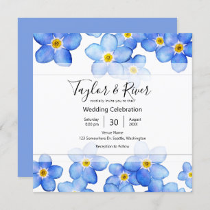 Country Blue Forget-Me-Nots Wedding Invitation