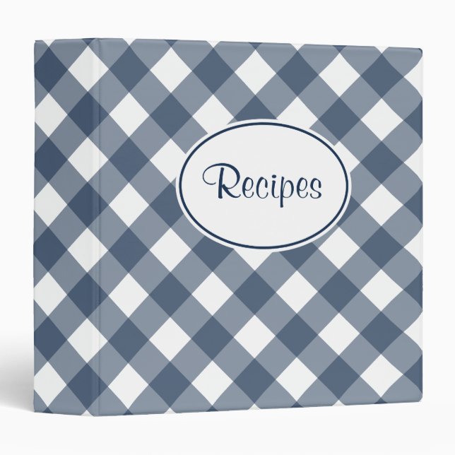 Country Blue Gingham Recipe Binder (Front/Spine)