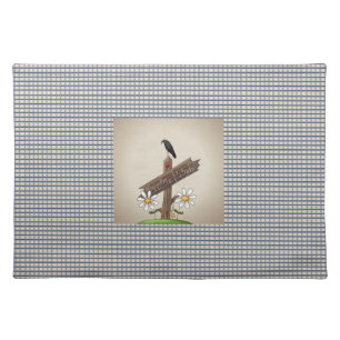 Country Blue Gingham Welcome Friends Placemat