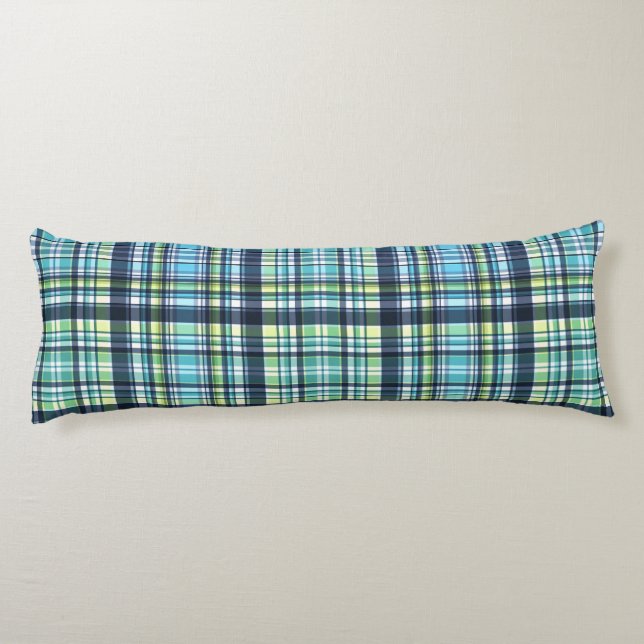 Country Blue Green Plaids Body Pillow (Back)