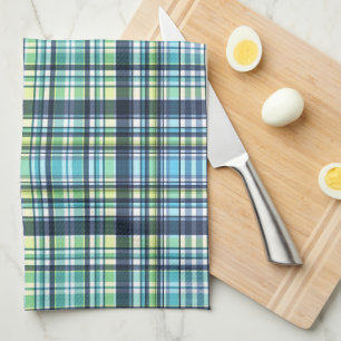 Country Blue Green Plaids Kitchen Towel