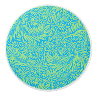 Country Blue Green William Morris Leaf Pattern Ceramic Knob