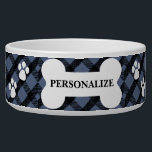 Country Blue Plaid - Pet Bowl<br><div class="desc">Pet Bowl. Featuring a beautiful Country Blue Plaid pattern ready for you to personalize. ✔NOTE: ONLY CHANGE THE TEMPLATE AREAS NEEDED! 😀 If needed, you can remove the text and start fresh adding whatever text and font you like. 📌If you need further customization, please click the "Click to Customize further"...</div>