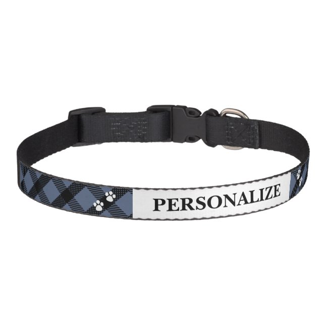 Country Blue Plaid  Pet Collar (Front)