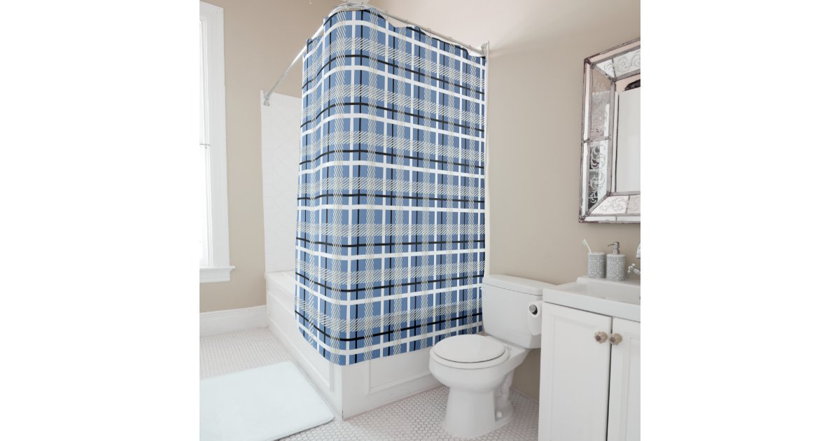 Country Blue Plaid Shower Curtain Zazzle
