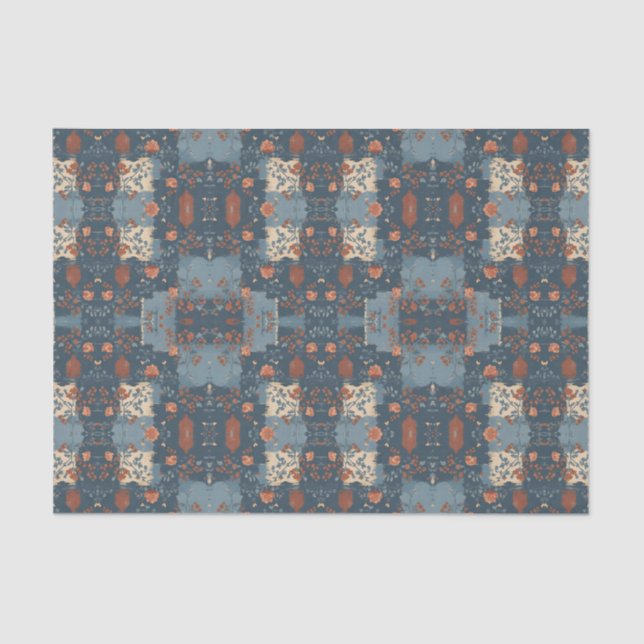 Country Blue Rust Rustic Farmhouse Customizable Tissue Paper (Front)