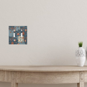 Country Blue Rust Rustic Farmhouse Double Toggle Light Switch Cover