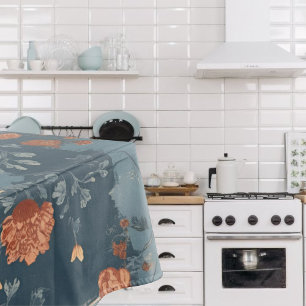 Country Blue Rust Rustic Farmhouse  Tablecloth