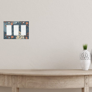 Country Blue Rust Rustic Farmhouse Triple Rocker Light Switch Cover