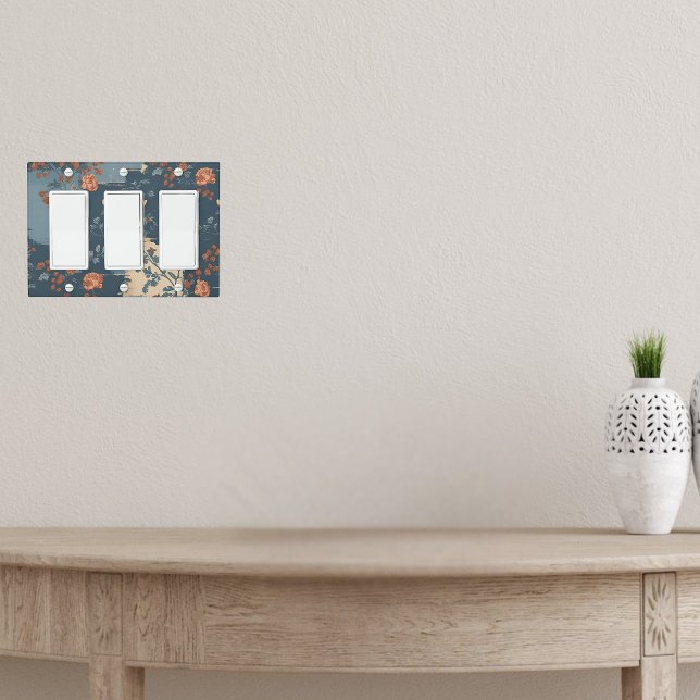 Country Blue Rust Rustic Farmhouse Triple Rocker Light Switch Cover (Creator Uploaded)