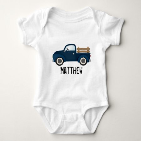 Country Blue Truck Baby Bodysuit