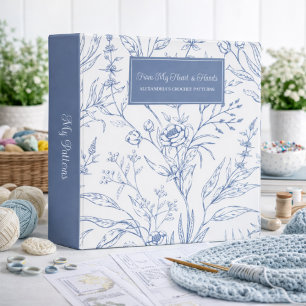 Country Blue & White Needlework Pattern Keeper 3 Ring Binder