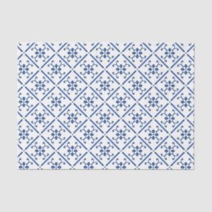 Country Blue White Pattern Mediterranean Tile Tissue Paper