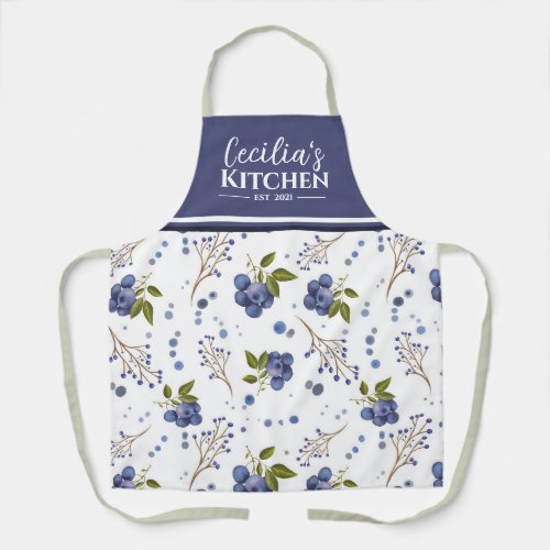 Country Blueberries Personalized Kitchen Apron