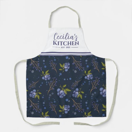 Country Blueberries Personalized Kitchen Apron