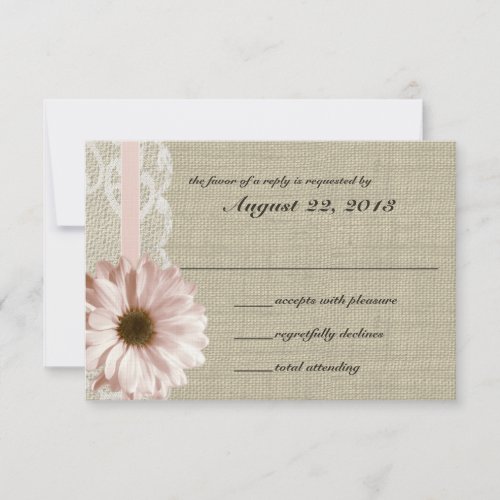 Country Blush Daisy and Lace Burlap Response Personalized Announcement