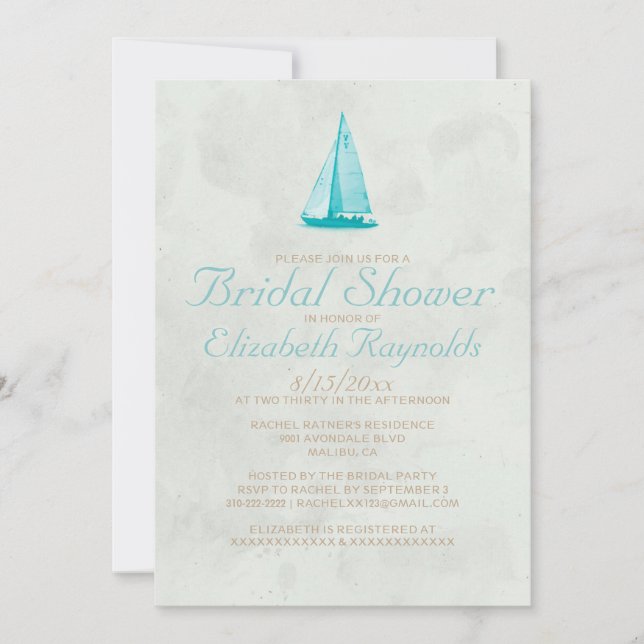 Country Boats Bridal Shower Invitations (Front)
