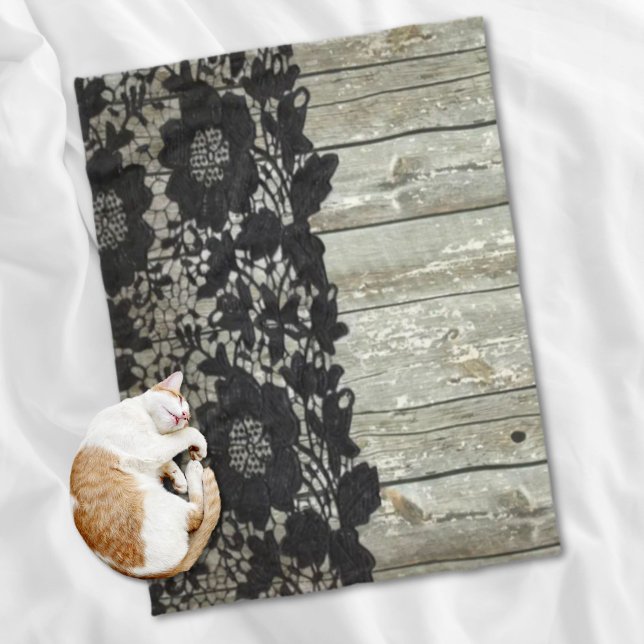 country bohemian Black lace old rustic barn wood Fleece Blanket (country bohemian Black lace old rustic barn wood Fleece Blanket)