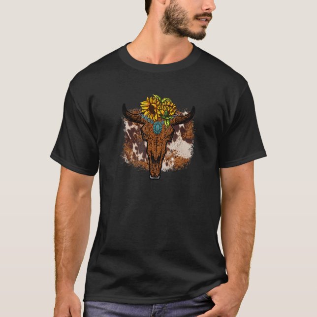 Country Boho Sunflower Decor Womens Yellow Western T-Shirt (Front)