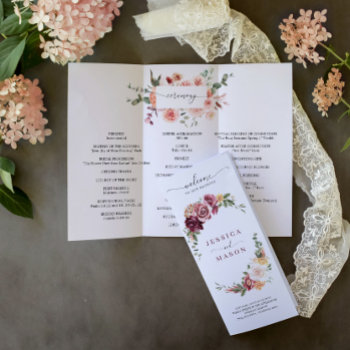 Country Boho Trifold Wedding Program Flyer by CreativeUnionDesign at Zazzle