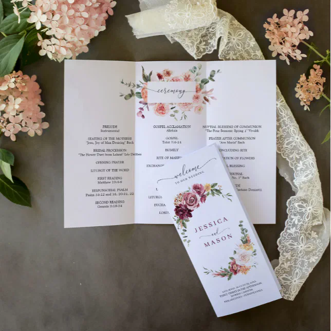Country Boho Trifold Wedding Program Flyer

