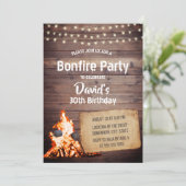 Country Bonfire Party Rustic String Light Birthday Invitation (Standing Front)