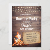 Country Bonfire Party Rustic String Light Birthday Invitation (Front)