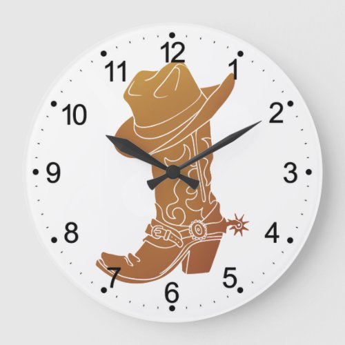 Country Boot and hat silhouette Large Clock