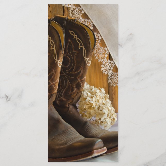 Country Boots and Lace Western Wedding Program (Front)