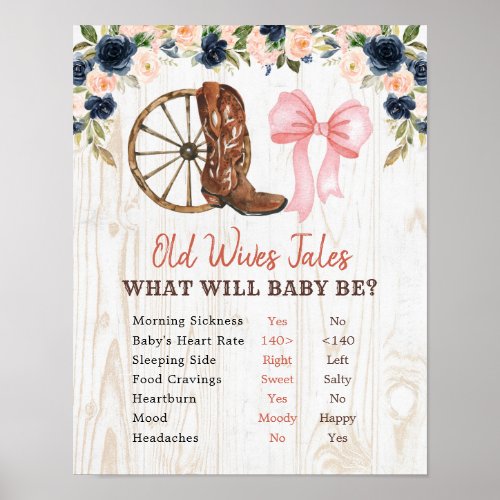 Country Boots Bows Gender Reveal Old Wives Tales Poster