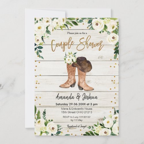 Country Boots Couple Shower Invitation