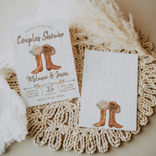 Country Boots Couples Co-Ed Bridal Shower Invitation