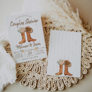 Country Boots Couples Co-Ed Bridal Shower Invitation