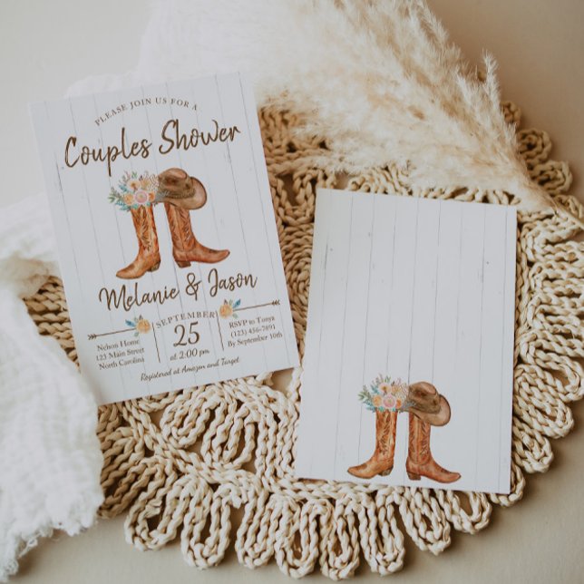 Country Boots Couples Co-Ed Bridal Shower Invitation (Creator Uploaded)