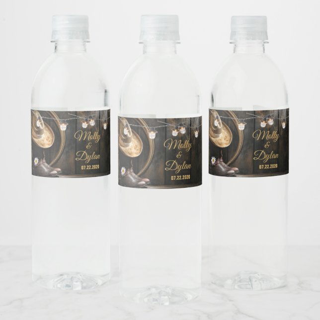 Country Boots Hat Barn Wood Water Bottle Labels (Bottles)