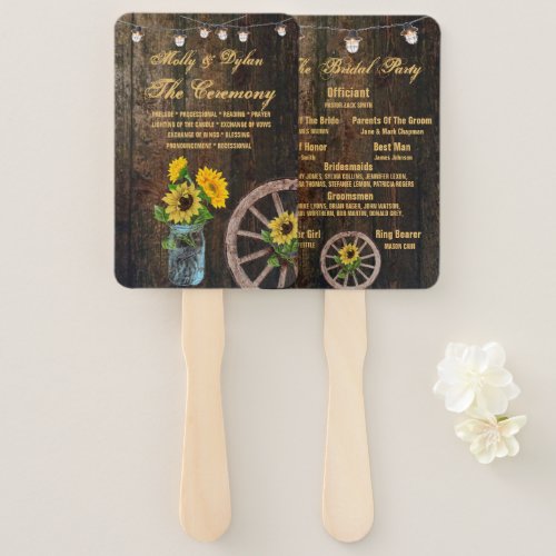 Country Boots Hat Barn Wood Wedding Hand Fans