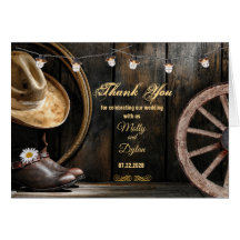 Country Boots Hat & Barnwood Wedding Thank U