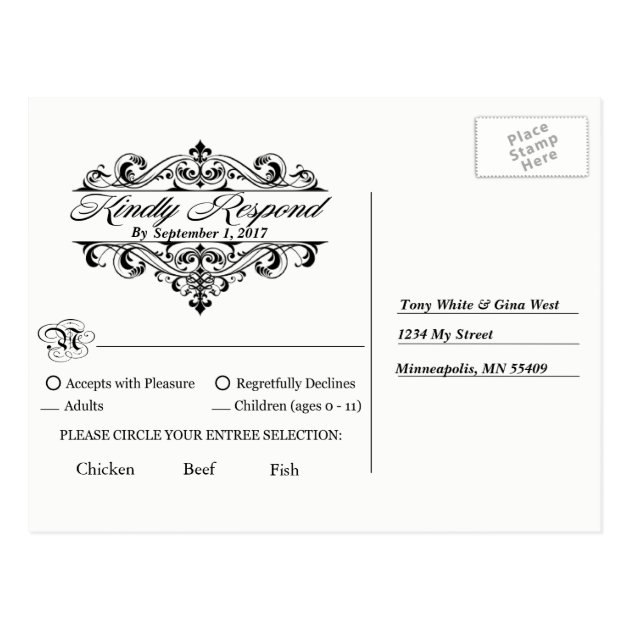 Country Boots & Lace Wedding RSVP Postcard