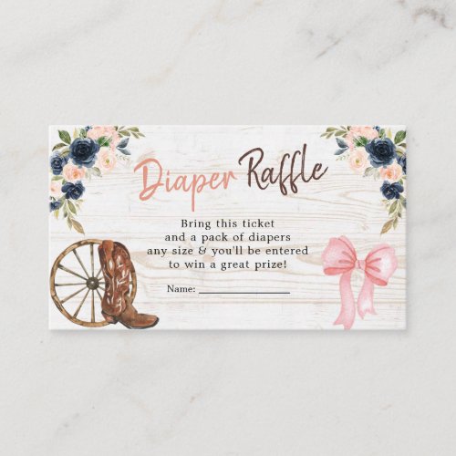 Country Boots or Bows Gender Reveal Diaper Raffle Enclosure Card