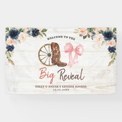 Country Boots or Bows Gender Reveal Large Banner