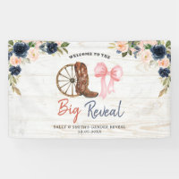 Country Boots or Bows Gender Reveal Large Banner