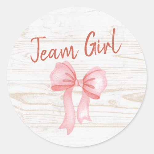 Country Boots or Bows Gender Reveal Team Girl Classic Round Sticker