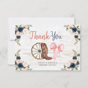 Country Boots or Bows Gender Reveal Thank You Card