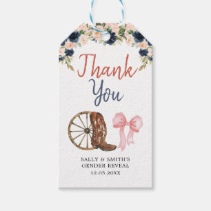 Country Boots or Bows Gender Reveal Thank You Tag