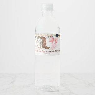 Country Boots or Bows Gender Reveal Water Bottle Water Bottle Label